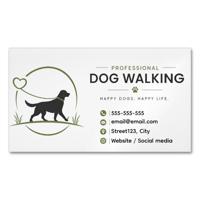Anpassad Hundpromenad Magnet Affärskort  (Framsida)