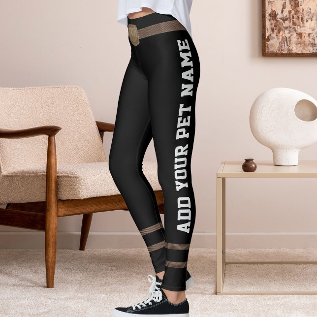 Anpassad husdjursälskare Brun bälte mässingsspänne Leggings (Skapare uppladdad)