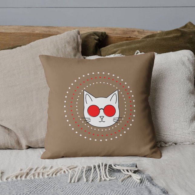 Anpassad husdjursälskare maskot katt röd vit prick kudde (Skapare uppladdad)