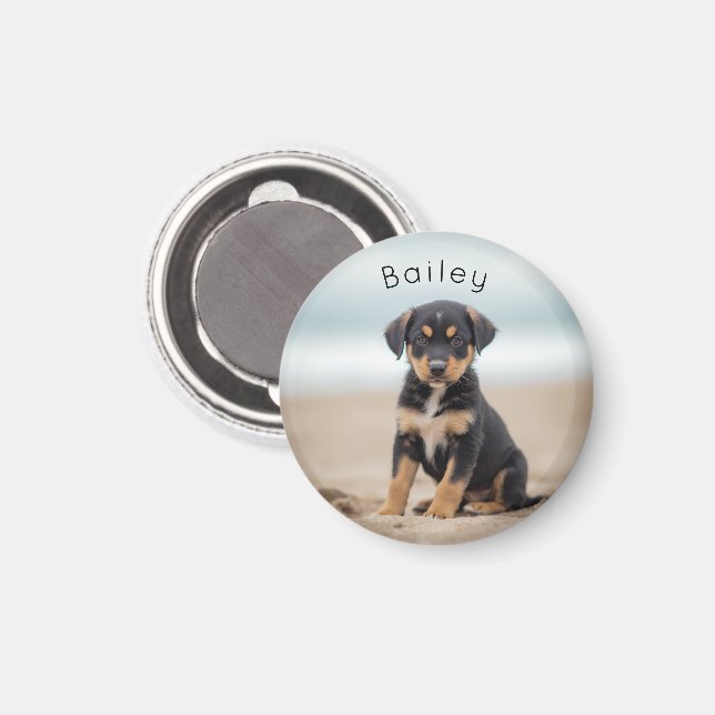 Anpassad husdjursfoto Hundnamn  Magnet (Front/Back)