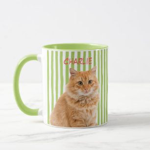 Anpassad husdjursfoto Katt Hund Ägare Grön Rand Mugg