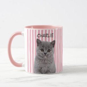 Anpassad husdjursfoto Katt Hund Ägare Rosa Rand Mugg