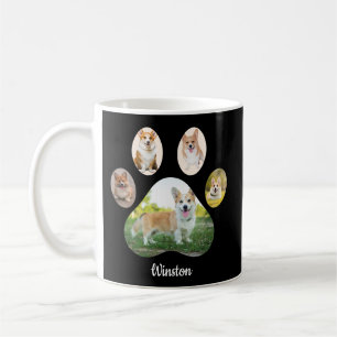 Anpassad husdjursfoto klofotavtryckskollage kaffemugg