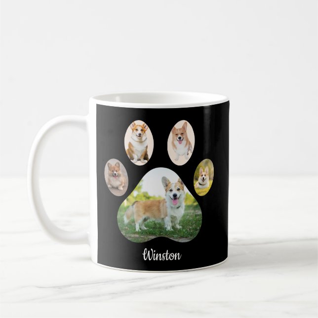 Anpassad husdjursfoto klofotavtryckskollage kaffemugg (Vänster)