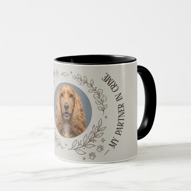 Anpassad husdjursfoto konst Guld Elegant ram Kaffe Mugg (Framsida höger)