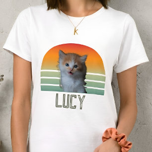 Anpassad husdjursfoto med namn Katt Personligt gåv T Shirt