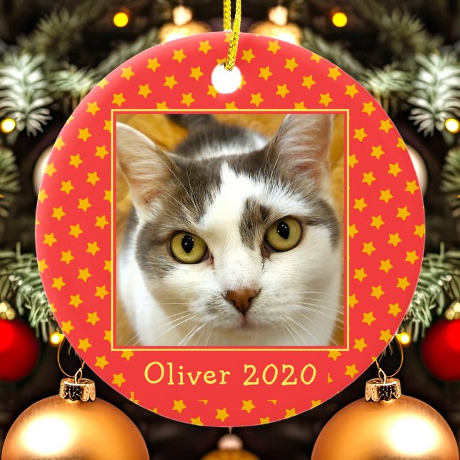Anpassad husdjursfoto minnes jul julgransprydnad keramik (Skapare uppladdad)