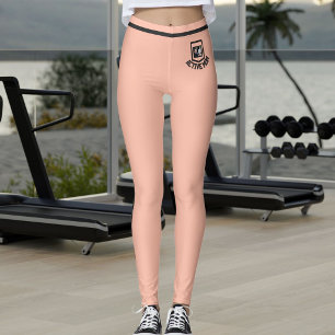 Anpassad husdjursfoto Mjuk persikorall Svarta ränd Leggings