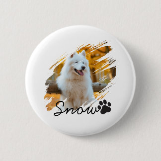 Anpassad husdjursfoto & namn Modern penseldrag Mug Knapp