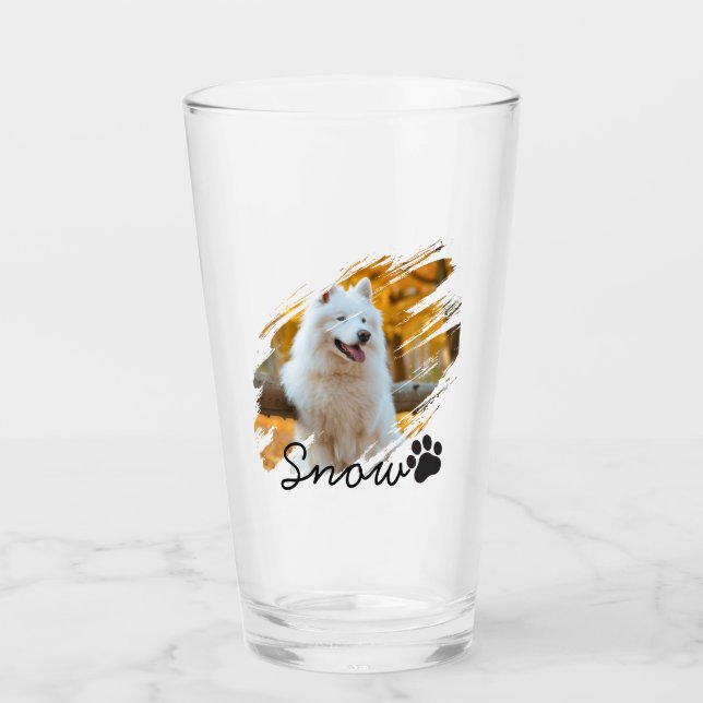 Anpassad husdjursfoto & namn Modern penseldragsmug Glaskopp (Framsida)
