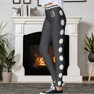 Anpassad husdjursfoto Neutral prickmönster Kaviar Leggings
