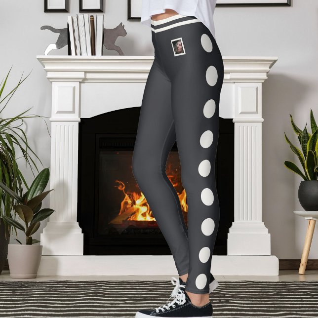 Anpassad husdjursfoto Neutral prickmönster Kaviar Leggings (Skapare uppladdad)