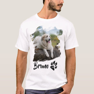 Anpassad husdjursfoto och namn T-shirt | Enkel mod