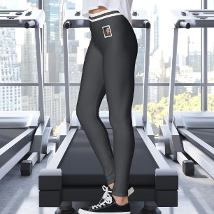 Anpassad husdjursfoto text Söt varm neutral Kaviar Leggings