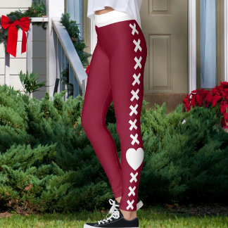 Anpassad husdjurskattmamma Burgunderrandig mönster Leggings