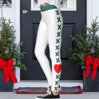 Anpassad husdjurskattmamma vit tall grön mönster k leggings