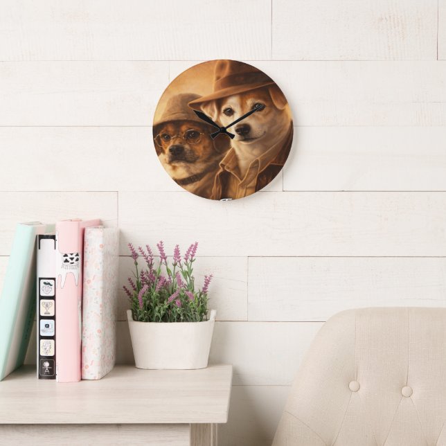 Anpassad husdjurskonst Akrylväggur – 10,75" Modern Stor Klocka (Läsesal)