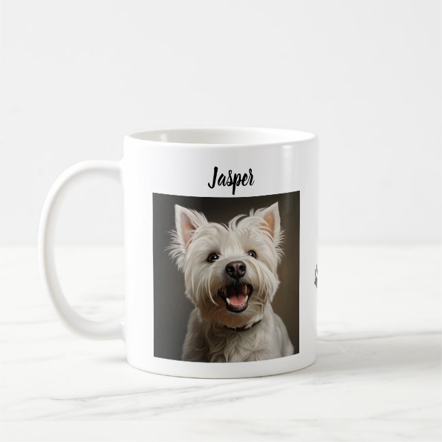 Anpassad Husdjurskopp Med Ditt Foto & Namn Kaffemugg (Vänster)