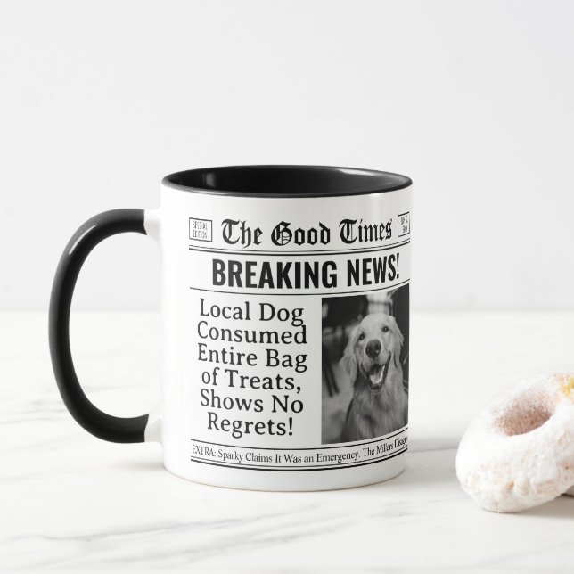 Anpassad husdjurskopp, rolig personlig tidningshun mugg (Med munk)
