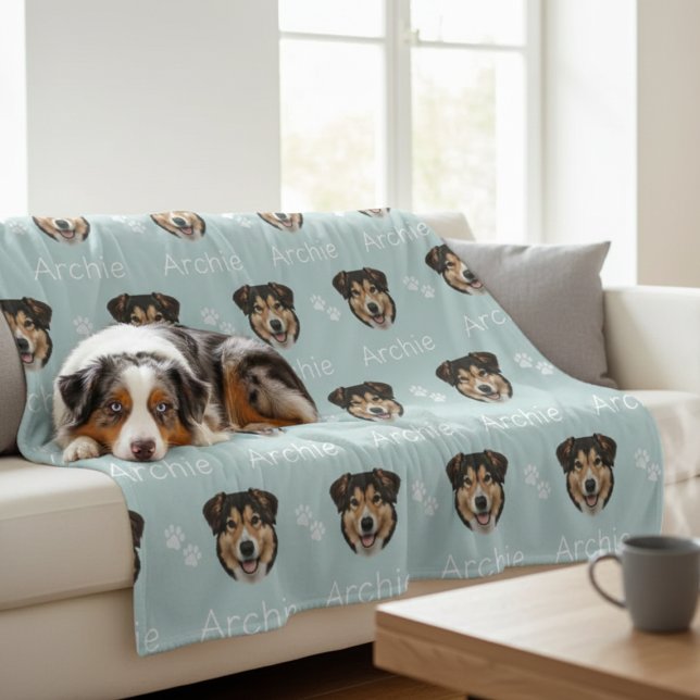 Anpassad Husdjursnamn Foto Hund  Fleecefilt (Custom Pet Name Photo Dog Fleece Blanket)