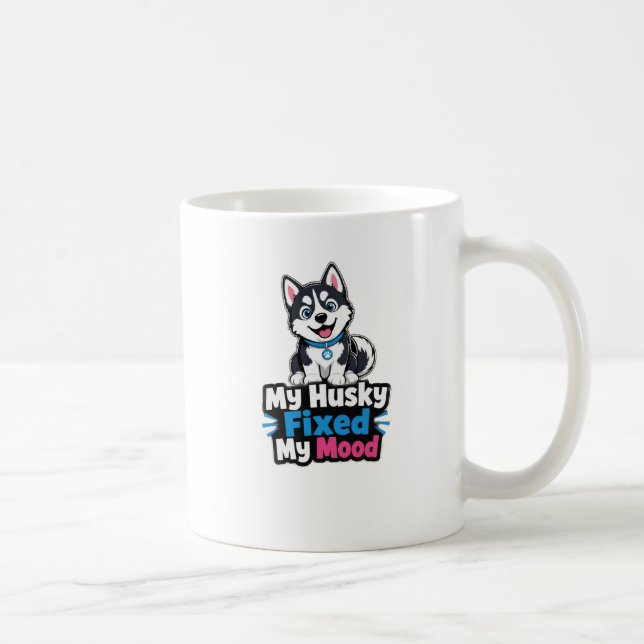 Anpassad Husky Hund Foto Fixade Mitt Humör Kaffemugg (Höger)