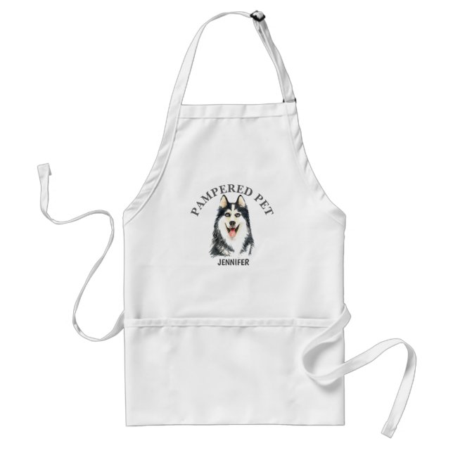 Anpassad Husky Pet Groomer Apron Förkläde (Framsidan)