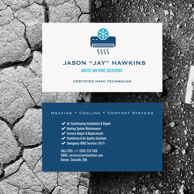 Anpassad HVAC Uppvärmning Luftkonditionering Kyla Visitkort (Personalize with your business card details)