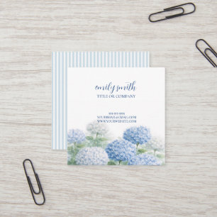 Anpassad Hydrangea Coastal Blue Stripe Fyrkantigt Visitkort