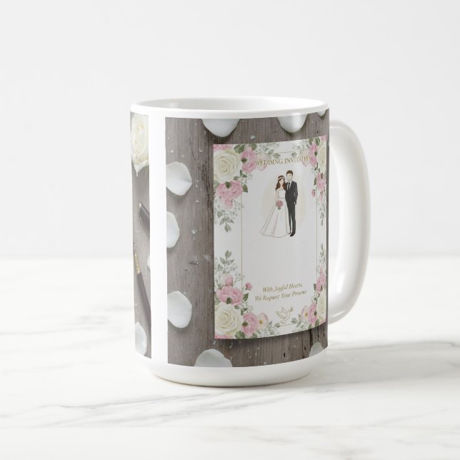 Anpassad illustration av brud och brudgum kaffemugg (Framsida höger)