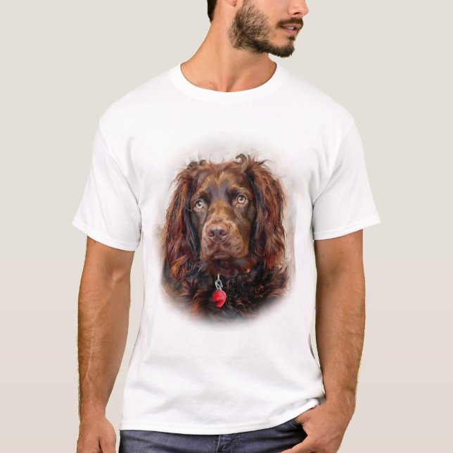 Anpassad Impressionistisk Boykin Spaniel Porträtt T Shirt (Framsida)