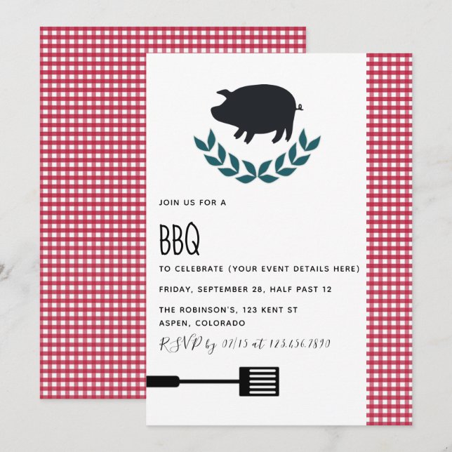 Anpassad inbjudan till BBQ Party (Fram/baksida)