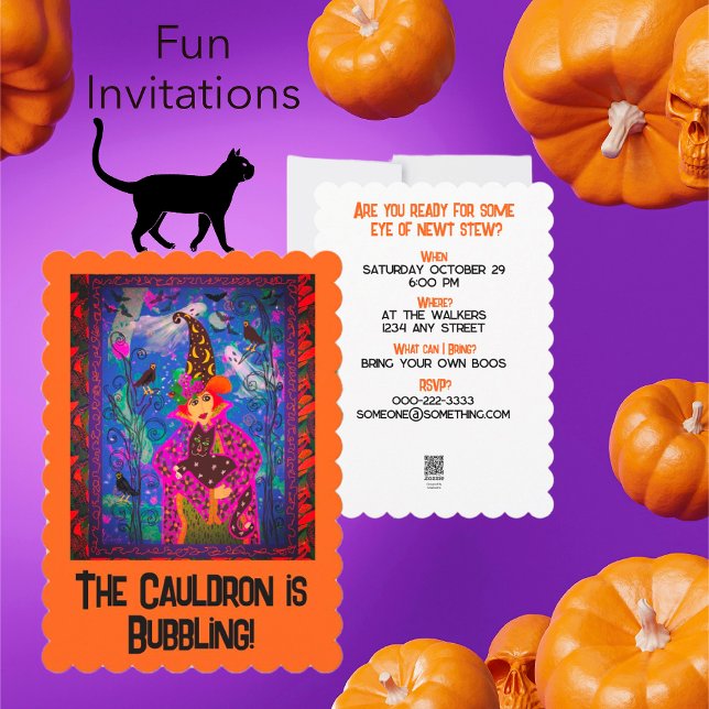Anpassad inbjudan till Cute Witch Halloween fest (Fun invitation for your Halloween party this year.)
