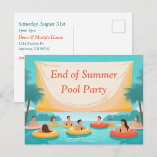 Anpassad inbjudan till poolfest i slutet av sommar