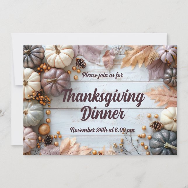 Anpassad inbjudan till Thanksgiving-middag (Framsida)