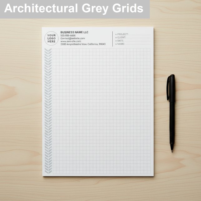 Anpassad ingenjörsritblock med logotyp, gråa rutnä anteckningsblock (Personalised Graph Grid Paper Pads)