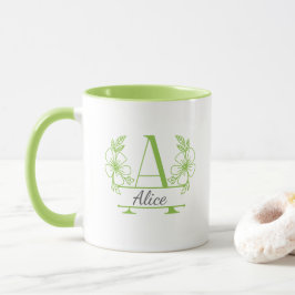 Anpassad initial blommig monogrammugg mugg
