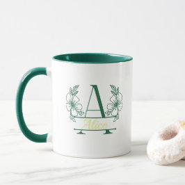 Anpassad initial blommig monogrammugg mugg