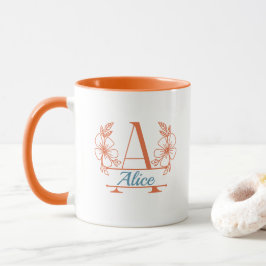 Anpassad initial blomster monogrammugg mugg