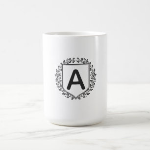 Anpassad Initial Elegant Blommig Vapenmärke Kaffe Kaffemugg