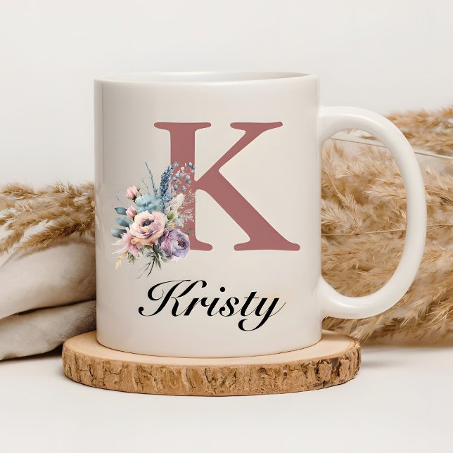 Anpassad Initial & Flicknamn Personlig Monogram Kaffemugg (Skapare uppladdad)