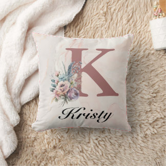 Anpassad Initial & Flicknamn Personlig Monogram Kudde