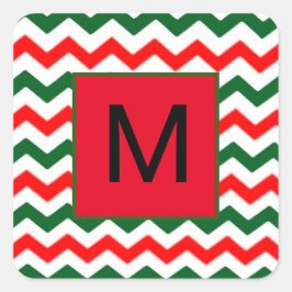 anpassad initial grön och röd dekal fyrkantigt klistermärke