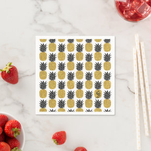 Anpassad Initial Guld Ananas Engångs Papper Pappersservett