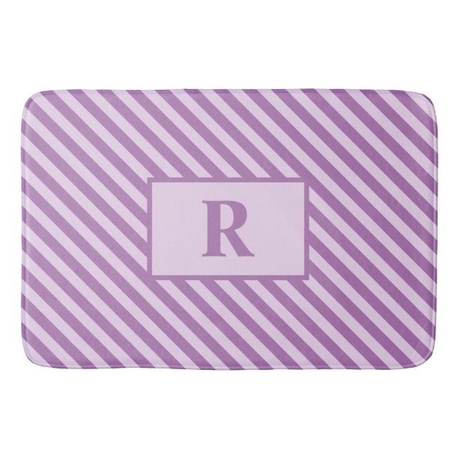Anpassad initial lila randig badrumsmatt badrumsmatta (Framsidan)