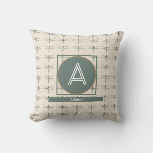 ANPASSAD INITIAL & NAMN DRAGONFLY MÖNSTER KUDDE (Framsida)