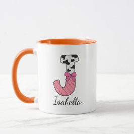 Anpassad initial namn mugg | Rosa ko bokstav J
