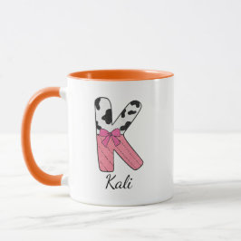Anpassad initial namn mugg | Rosa ko bokstav K