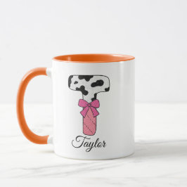 Anpassad initial namn mugg | Rosa ko bokstav T