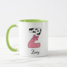 Anpassad initial namn mugg | Rosa ko bokstav Z