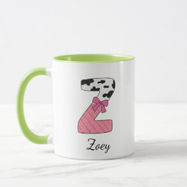 Anpassad initial namn mugg | Rosa ko bokstav Z